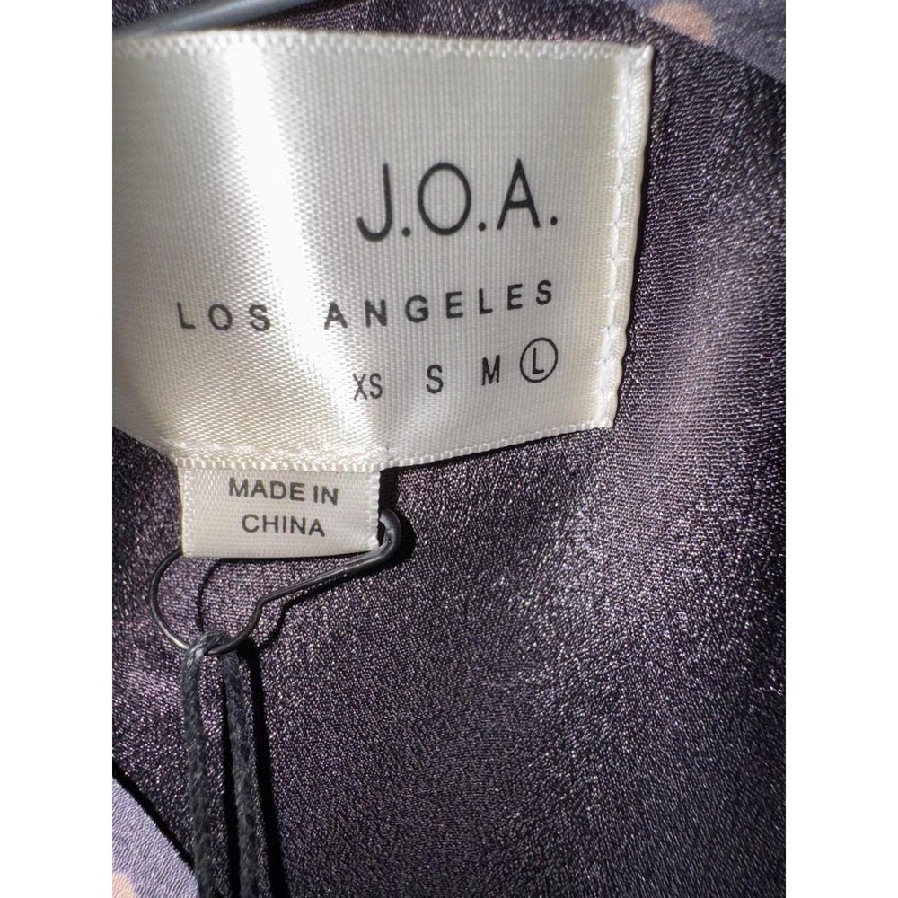 JOA Los Angeles Polka Dot Bell Sleeve Blouse Grey Mauve Boho BC6138 Womens L - Picture 3 of 7